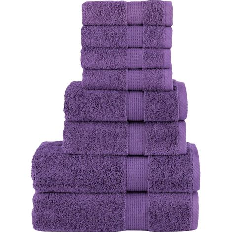 vidaXL Set ASciugamani SOLUND 8 pz Viola 600 gsm (1/5)