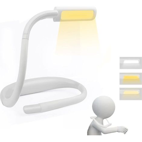 Wiederaufladbare LED-Leselampe für den Nacken, ideal zum Lesen im Bett, Helligkeit einstellbar, 3 Farben, flexibler Arm, zum Stricken und Reparieren, Weiß (1/3)