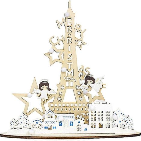 Décoration de Noël en bois représentant un ange et une serviette - Ornement de bureau ou de table - Idéal pour la maison ou pour toute fête.