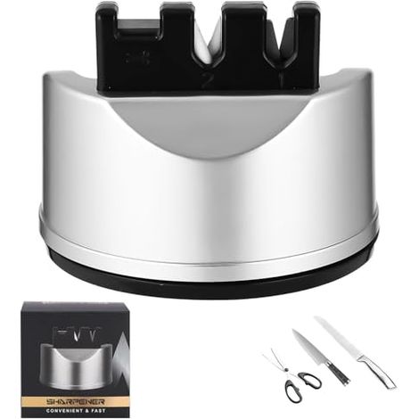 [JAMAIS UTILISÉ]Aiguiseur Couteaux  3-Étapes Manuel, Affuteur de Couteaux avec Ventouse, Acier Tungstène pour Gros Affûtage, Céramique pour Finition, Idéal pour Couteaux de Cuisine et Ciseaux (1/5)