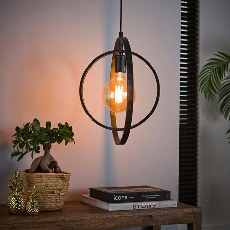 Suspension industrielle 1 lampe anneaux croisés TRIBECA (1/5)