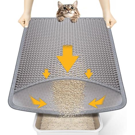 Katzenstreumatte 60 x 45 cm EVA-Katzenstreu-Ausgangsmatte, wasserdicht und rutschfest, weich im Griff, leicht zu reinigen, Grau (1/5)