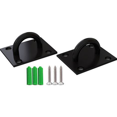 Ancrage Murale Pour Bandes De Resistance - En Fer Avec Finition Electrolytique - Pour Entrainement Corporel Et Suspension - Lot De 2 (1/5)