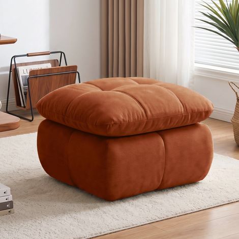 Pouf modulaire – chenille brun – mousse haute densité – sans montage – confort moelleux (1/5)