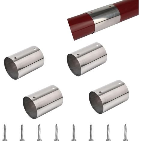 Lot de 4 connecteurs de tuyau de main courante ronds en acier inoxydable 201 pour rampe d'escalier 50 mm (1/5)