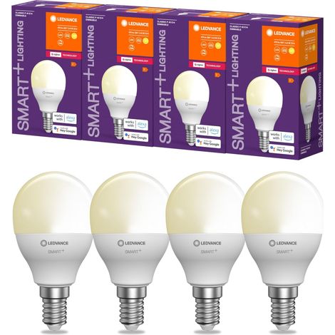 Ampoule LED intelligente avec technologie ZigBee, E14-base, aspect mat,Blanc chaud (2700K), 470 Lumen, Remplacement de la traditionnelle 40W-Ampoules 4-Pack (1/5)