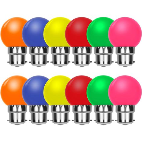 Lot de 12 Ampoule LED B22 - G45 Mini Globe - PC Multicolore - Décoration Fête Noël - 6,8x4,5cm (1/5)