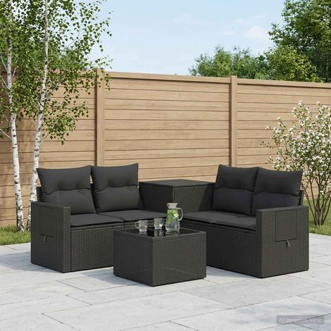 vidaXL Set di divani 6 pz Nero Rattan sintetico e Acciaio (1/5)
