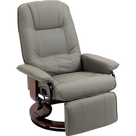 Fauteuil TV électrique inclinable 145° avec repose-pieds manuel, revêtement simili cuir gris, 78 x 87 x 100 cm (1/5)