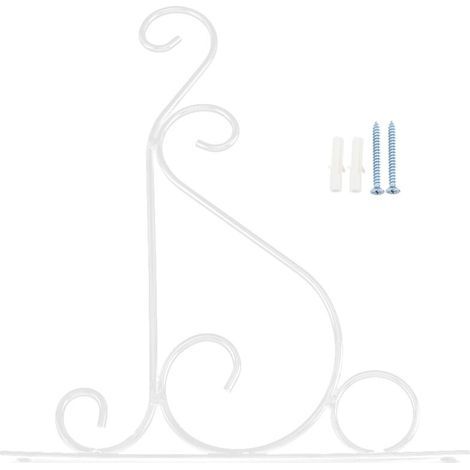 Support mural pour plantes en fer, crochet à fleurs pour décoration de jardin de maison, 25x21cm (blanc)