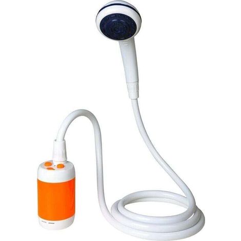 Campingdusche, tragbare Außendusche, eingebauter 5000-mAh-Akku, wiederaufladbarer elektrischer Duschkopf, Duschpumpe (Orange/Weiß) (1/4)