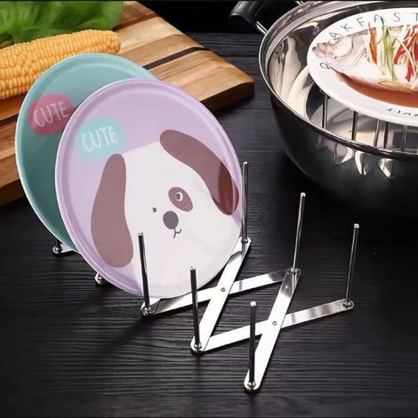 Support de couvercle de casserole - G - Acier inoxydable - 2 pièces - 48,5  12,5 cm - Argent (1/4)