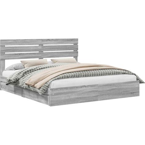 Lit coffre Sonoma gris 200 x 200 cm en bois d'ingénierie (1/5)