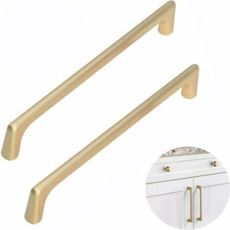 Set mit 2 Küchenschubladengriffen aus gebürstetem Messing, moderne Beschläge für Küche, Schlafzimmer und Kleiderschrank, 160 mm Lochabstand (1/4)