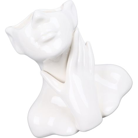 Vase à visage féminin de style nordique élégant, vase à fleurs en céramique lisse, décoration pour salon et jardin (1/5)