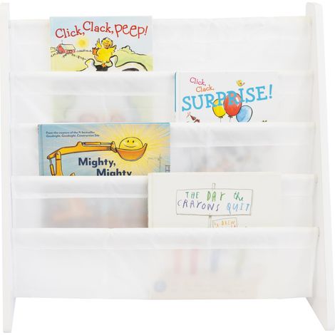 bibliothèque pour Enfants, Rangement sur 4 Niveaux, Porte-Livres pour Enfants, étagère, Blanc/Blanc (1/5)
