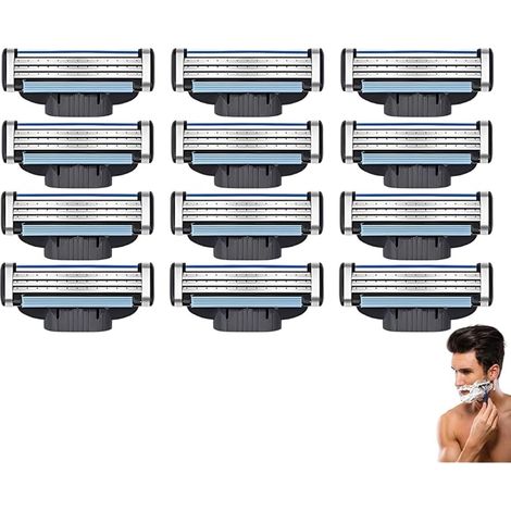 One Blade Lames, 12 Pièces Lames De Rasoir 3 Couches Bleu Noir Pour Rasage Précis Et Doux (1/5)
