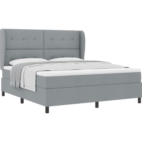 Maison Exclusive - Lit à ressorts avec matelas Gris clair 180 x 200 cm tissu (1/5)