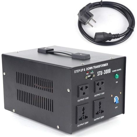 Convertisseur de tension 3000 W - Noyau annulaire - Convertisseur Step up down - 220 V vers 110 V - Prise universelle - Câble UE (1/5)