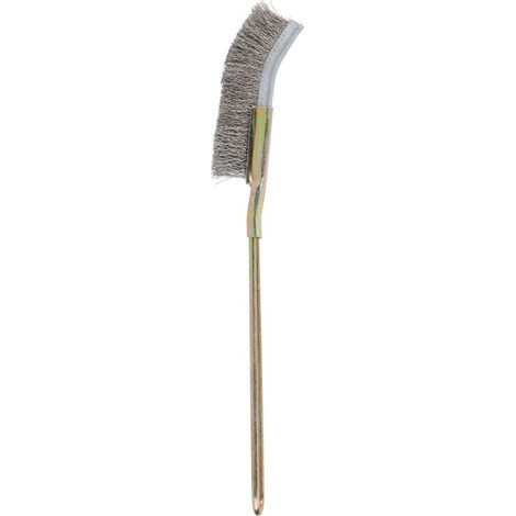 Outil de nettoyage de jardin en brosse à bonsa souple en acier à tête incurvée/droite (tête incurvée) (1/5)