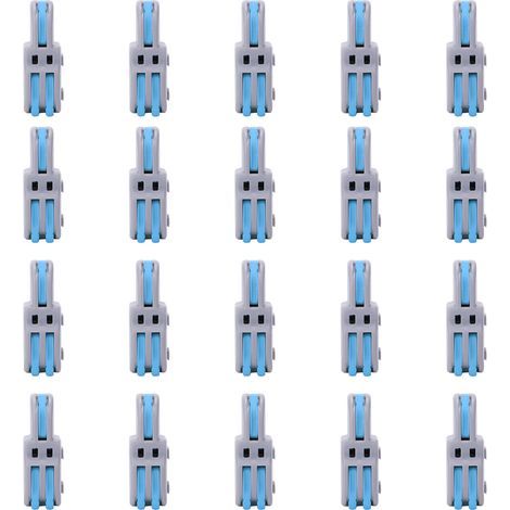 Bornier rapide 20 pièces, connecteur de fil 1 en 2 sorties, séparateur de câblage de type poussoir en forme de T SPLF12A (bleu) (1/5)