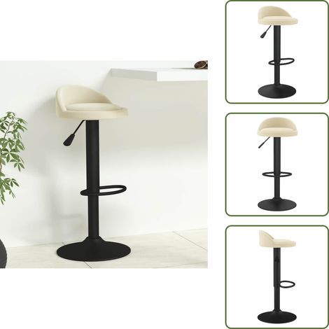 Silla de bar ajustable - vidaXL Taburete de cocina de terciopelo color crema - Silla de bar giratoria