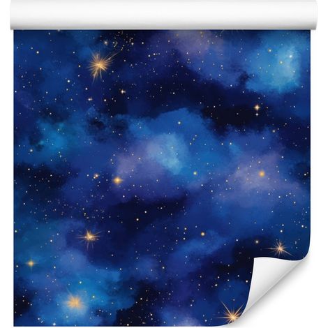 Aquarell-Galaxy-Tapete in Blau, Marineblau und Braun, 50 x 1000 cm (1/5)
