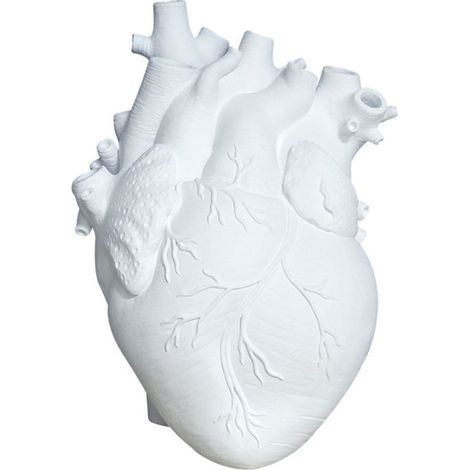 Vase décoratif en résine en forme de cœur – Blanc – Modèle moyen sans fond (1/5)