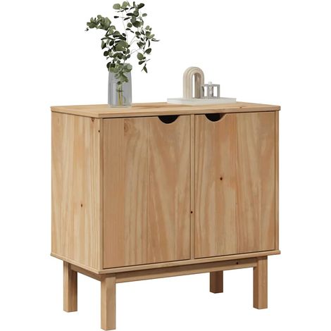 Mueble de recibidor  madera maciza de pino 75x40x75 cm