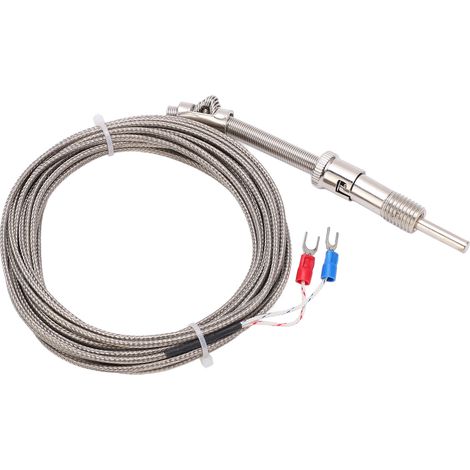 Geschirmtes Thermoelementkabel Typ K mit Druckfedersonde, 5 Meter, für den industriellen Einsatz in Fabriken. (1/5)