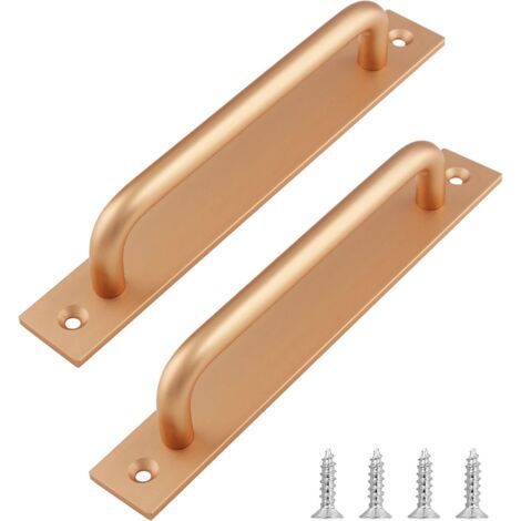 2-piece sliding door handle, length 148 mm, with back plate, made of aluminum alloy, suitable for furniture, golden, with screws (1/5)