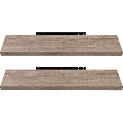 Étagères Murale, Etagere Murale 100cm, Helles Kaffeebraun MDF 2er Étagère de Rangement Décorative Flottante, Geeignet für die Installation in Wohnzimmer, Schlafzimmer, Badezimmer, Flur (1/5)