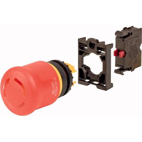 Bouton AU d 38 mm déverrouillage par rotation non lumineux appareil complet 000132624 EATON M22 PVT K01 BVP