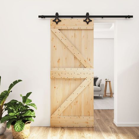 Puerta corredera con herrajes madera maciza de pino 85x210 cm vidaXL (1/5)