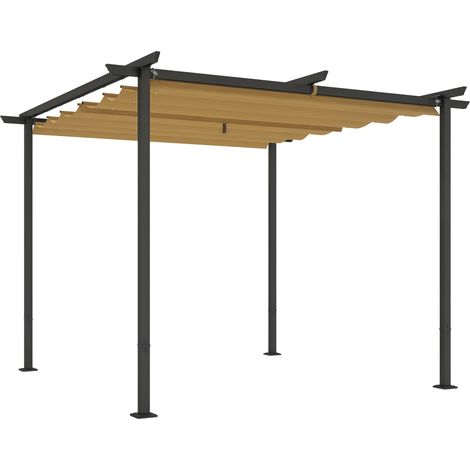 Pergola jardin 3x3m toit ajustable cadre métallique UPF30+ ombrage patio beige