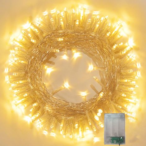 (Lumière chaude, 4 m, 40 perles LED) Guirlande lumineuse LED, alimentée par piles, étanche. (1/5)