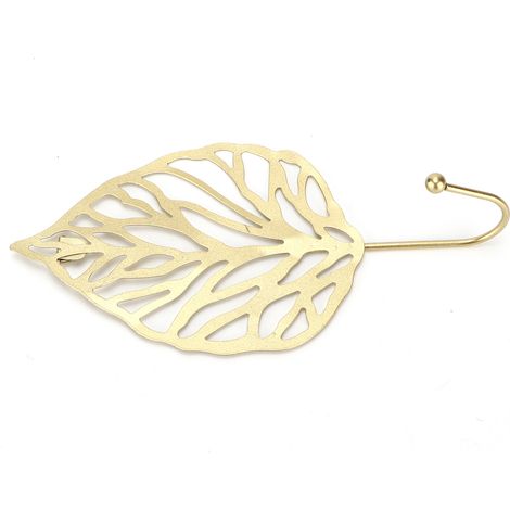 Crochet métallique créatif mini cintre en forme de feuille dorée fonctionnel et élégant pratique pour porte de placard (9,7 x 19,7 x 4,5 cm) (1/5)