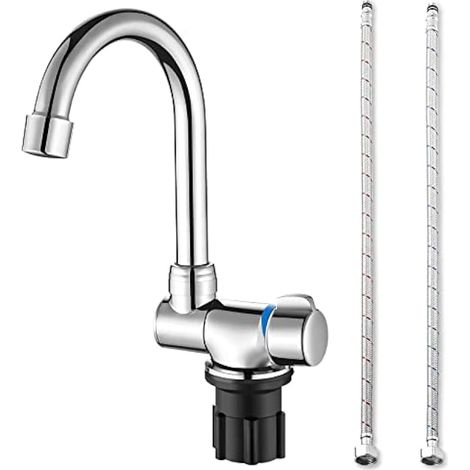 Évier de cuisine pliable et pivotant à 360 degrés avec mitigeur en cuivre pour eau chaude et froide, idéal pour les camping-cars. (1/5)