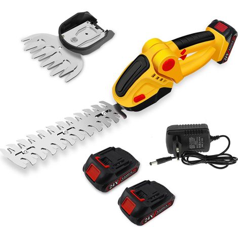 Cisaille à gazon sans fil 2 en 1 et taille-haie sans fil 2 en 1 - 2 lames - Batterie Li-ion rechargeable 24 V 2000 mAh - 2 lames - Pour jardin et pelouse (1/5)