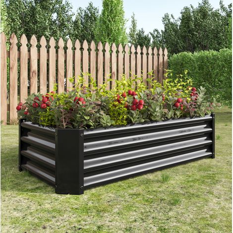 Hochbeet 120 x 60 x 30 cm aus schwarzem verzinktem Stahl ohne Boden – MEUBLIV (1/5)