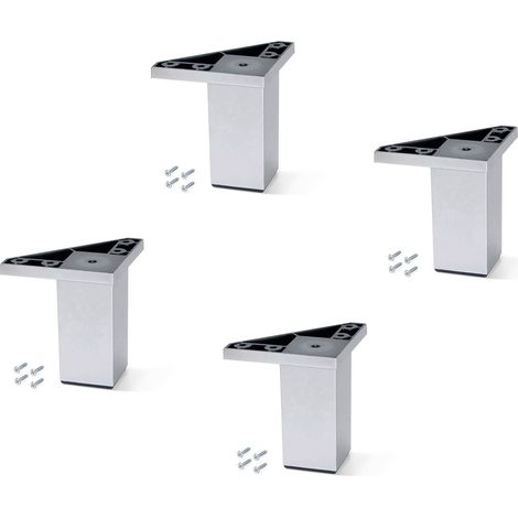 Emuca Lotto di 4 piedini per mobili Alumix 1, altezza 80 mm, Tecnoplastica, Grigia metallizzata