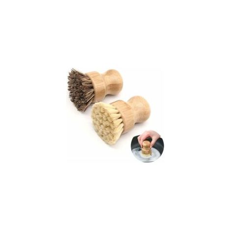 Brosse Vaisselle en Bambou Brosse Vaisselle en Bois Brosse à Pot de Poils Brosse Champignon Brosse Legumes Brosse à Poêle Brosse à évier Brosse à Récurer Ronde Brosses de Nettoyage pour Cuisine 2p - C (1/3)