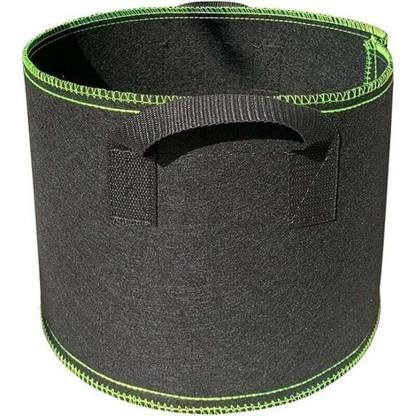 Sacs de culture de 20 gallons, pots en tissu aéré avec poignées, noir avec fil vert (1/4)