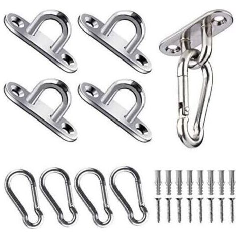 Ceiling Hooks, 50 kg Load Capacity, Stainless Steel Oblong Eye Plates for Yoga Swings, Hammocks, Awnings, Boat Accessories (24 Pack) (1/4)