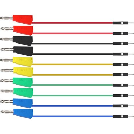 Lot de 10 fils de test empilables banane pour breadboard, câbles électriques souples en silicone multicolores, connecteurs à broches (1/5)