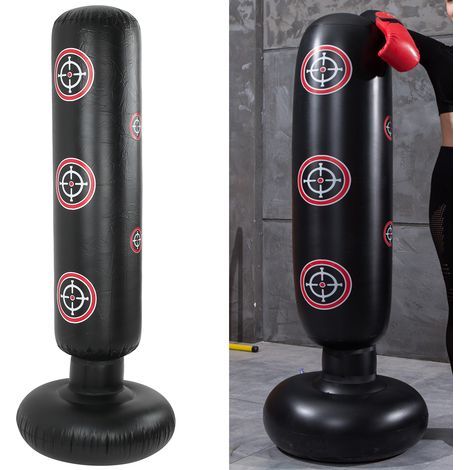 Sac de boxe gonflable vertical 1,6m pour adultes et enfants, cible type pilier basculant renforcé (1/5)
