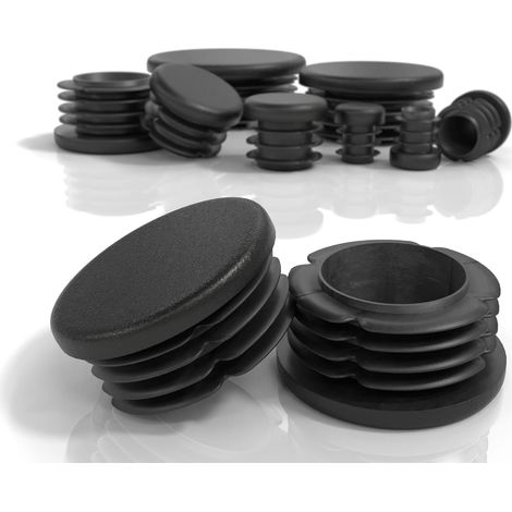 Bouchons à lamelles ronds 50mm - Lot de 4 - Polyéthylène noir - Protection sols et tubes - Pour chaises tables étagères - Diamètre 50mm (1/5)