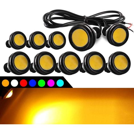 10 Hochleistungs-LED-Tagfahrlichter, Nebelscheinwerfer, Rückleuchten, Rückfahrscheinwerfer und Motormarkierungsleuchten vom Typ Eagle-Eye (9 W, 23 mm, gelb) (1/5)
