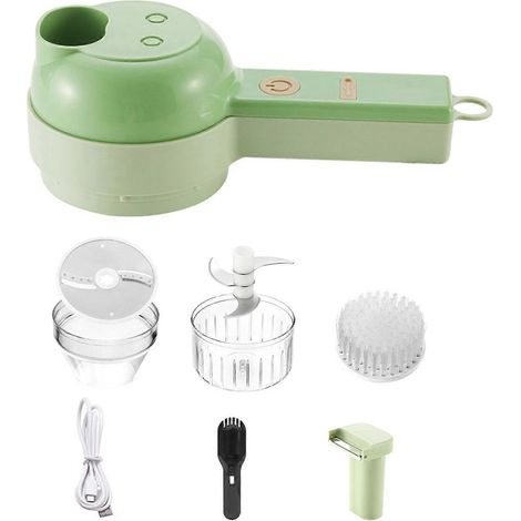 Ensemble de Découpe Légumes Électrique Portable Mini Hachoir et Trancheur sans Fil (1/4)