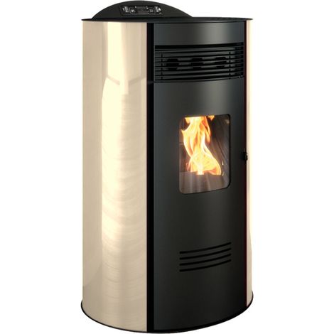 STUFA A PELLET TONDE' KW 9,5 COLORE AVORIO CM.58X60X103H.